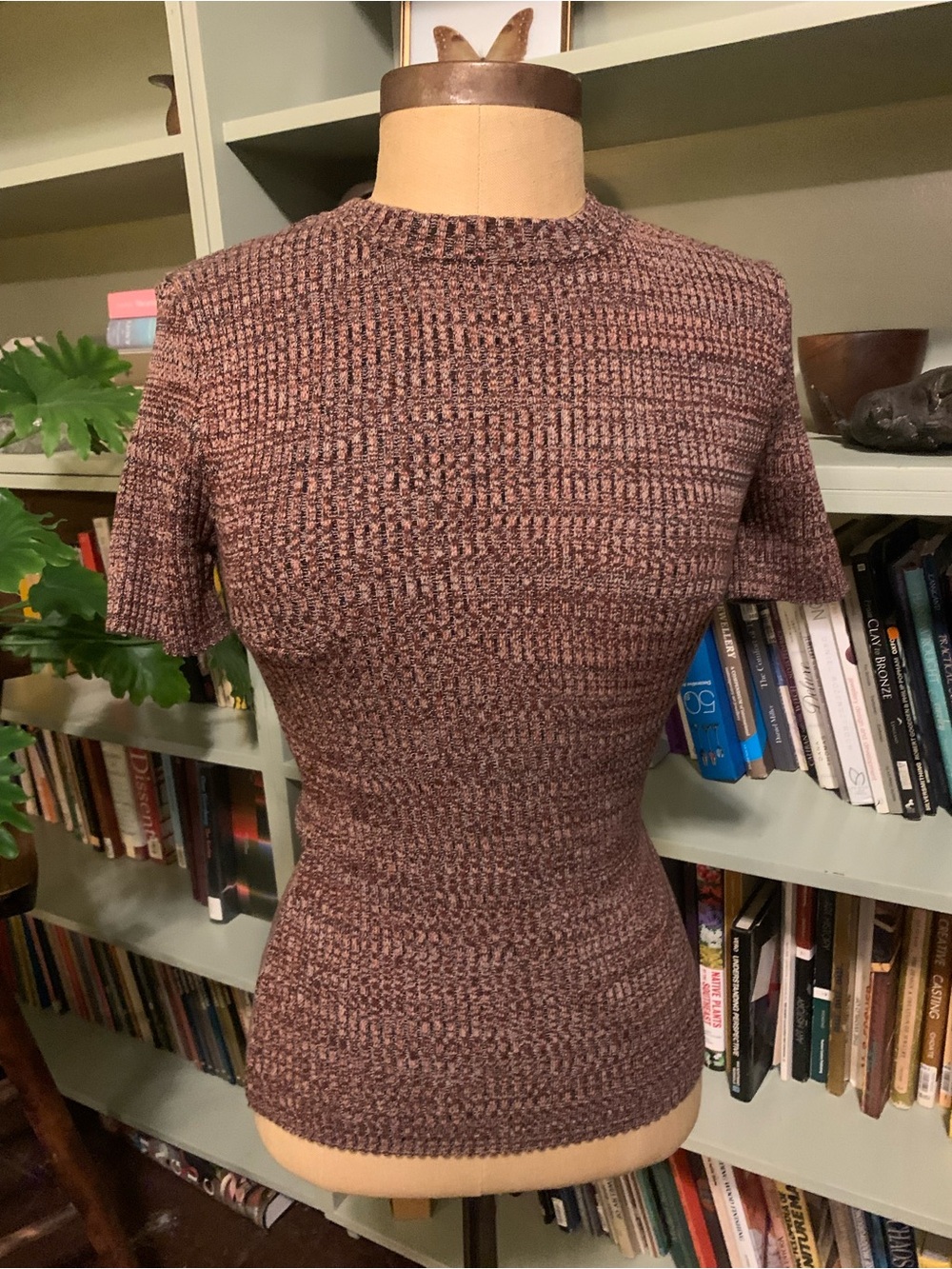 Apiece Apart Marled Rust-Brown Ribbed Knit Top